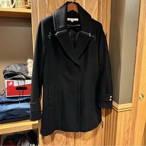 Kenneth Cole Wool-blend Pea Coat Jacket, Size 14 in Black